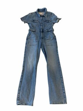 Good American Fit For Success Denim Jumpsuit Blue Stretch Size 3 Straight